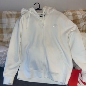 Nike White Zip-Up Hoodie